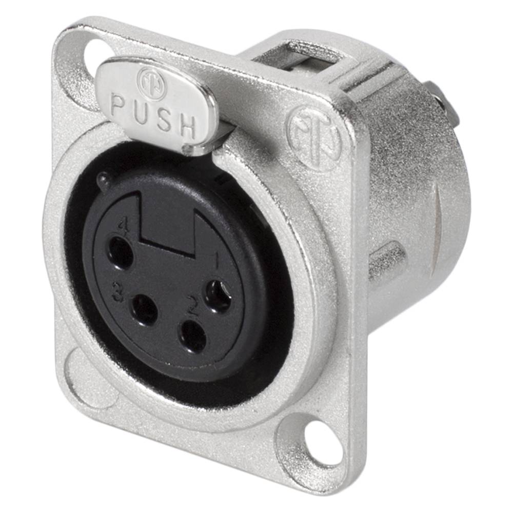 NEUTRIK® XLR, 4-pol , Metall-, Löttechnik-Einbaubuchse, versilberte(r) Kontakt(e), Type D, nickel
