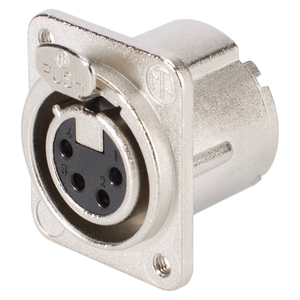 NEUTRIK® XLR, 4-pol , Metall-, Löttechnik-Einbaubuchse, versilberte(r) Kontakt(e), Type D M3, nickel
