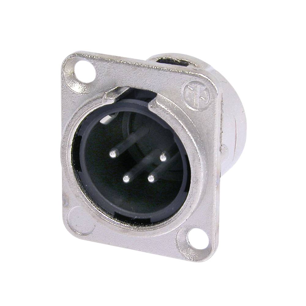 NEUTRIK® XLR, 4-pol , Metall-, Löttechnik-Einbaustecker, versilberte(r) Kontakt(e), Type D, nickel