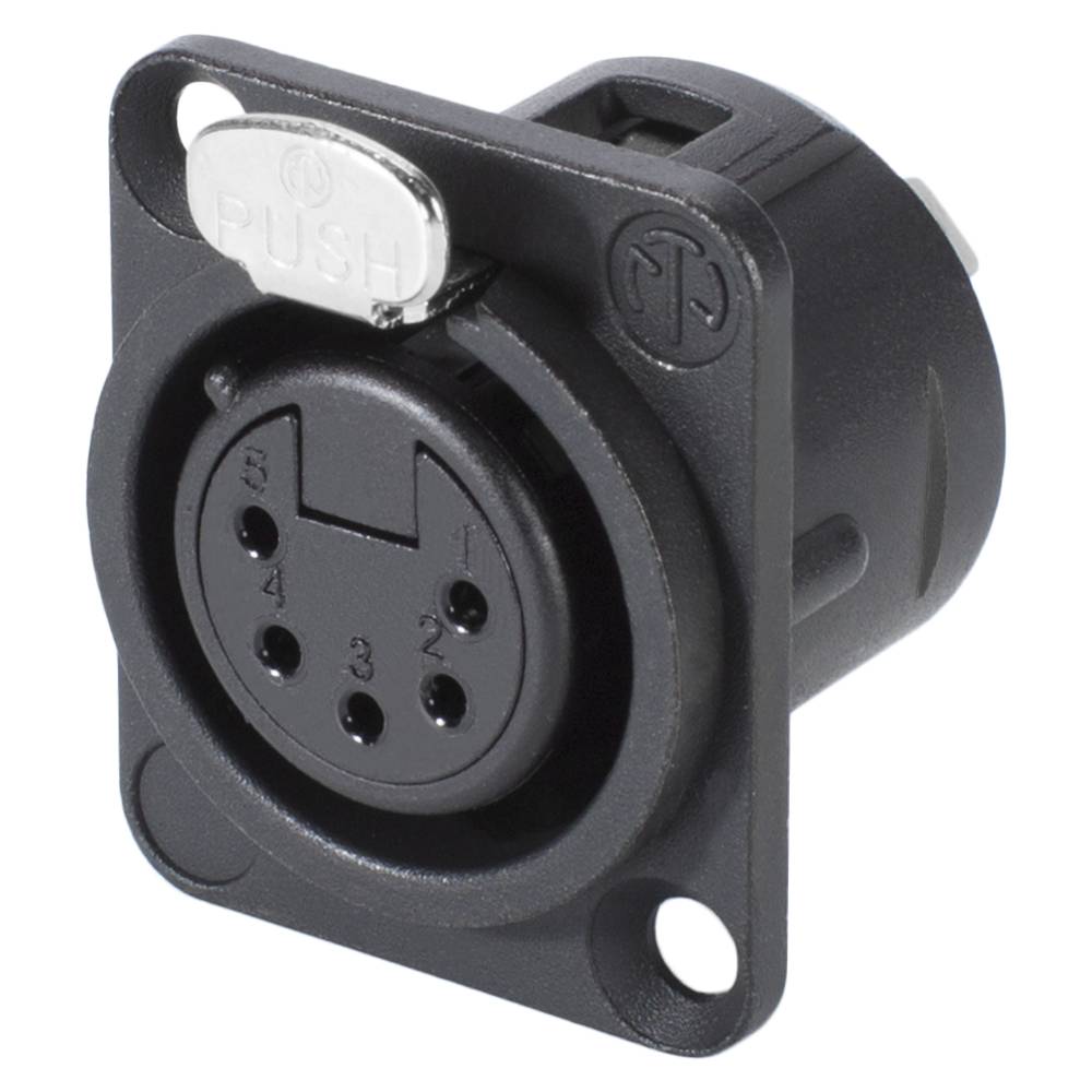 NEUTRIK® XLR, 5-pol , Metall-, Löttechnik-Einbaubuchse, vergoldete(r) Kontakt(e), Type D, schwarz