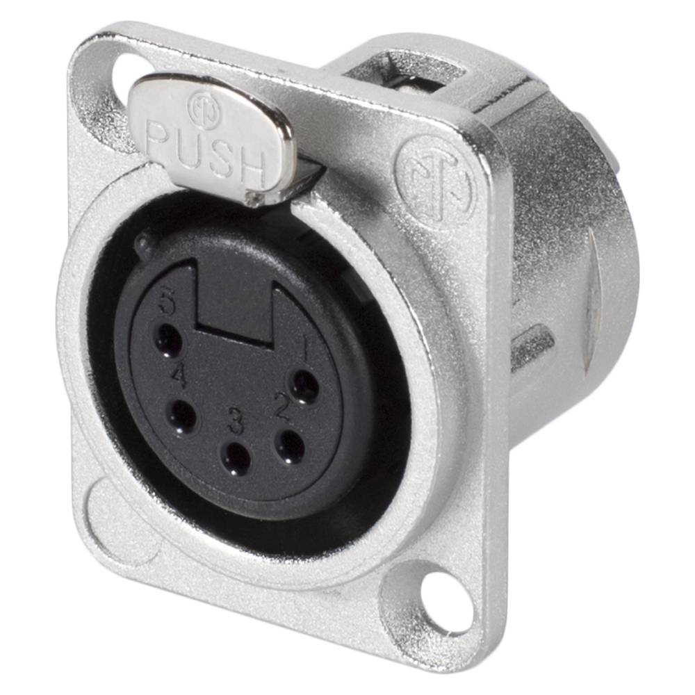 NEUTRIK® XLR, 5-pol , Metall-, Löttechnik-Einbaubuchse, versilberte(r) Kontakt(e), Type D, nickel