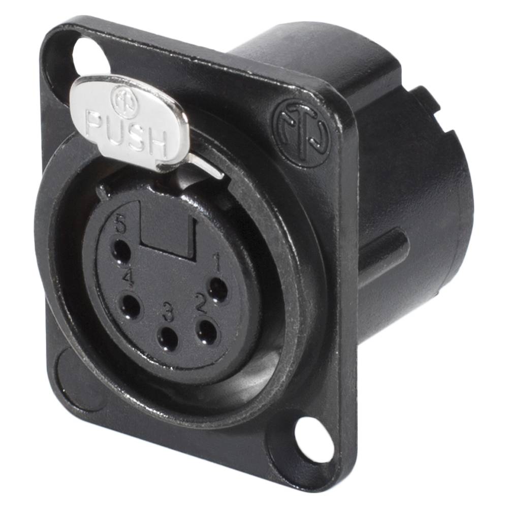 NEUTRIK® XLR, 5-pol , Metall-, Löttechnik-Einbaubuchse, vergoldete(r) Kontakt(e), Type D, schwarz