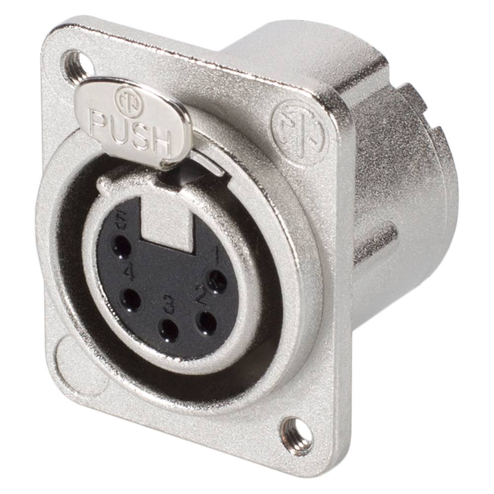 NEUTRIK® XLR, 5-pol , Metall-, Löttechnik-Einbaubuchse, versilberte(r) Kontakt(e), Type D M3, nickel