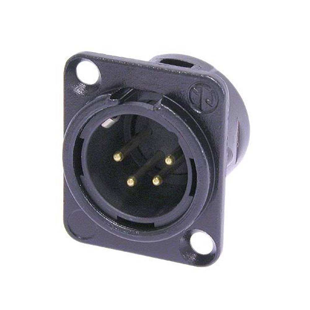 NEUTRIK® XLR, 4-pol , Metall-, Löttechnik-Einbaustecker, vergoldete(r) Kontakt(e), Type D, schwarz