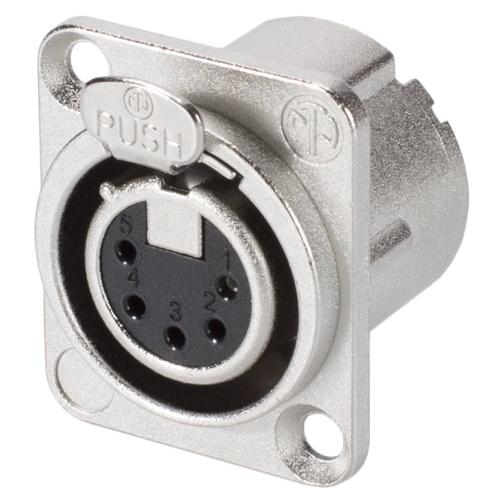 NEUTRIK® XLR, 5-pol , Metall-, Löttechnik-Einbaubuchse, versilberte(r) Kontakt(e), Type D, nickel