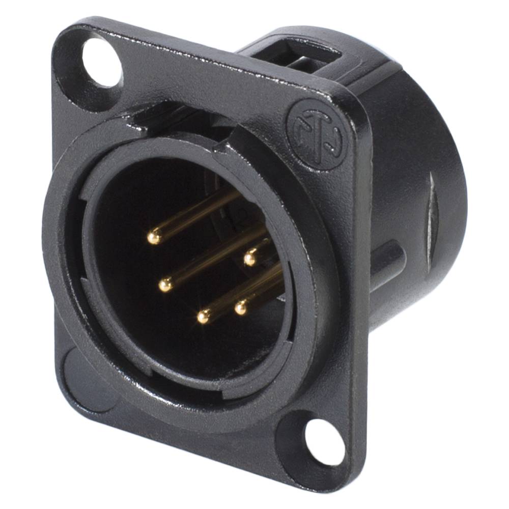 NEUTRIK® XLR, 5-pol , Metall-, Löttechnik-Einbaustecker, vergoldete(r) Kontakt(e), Type D, schwarz