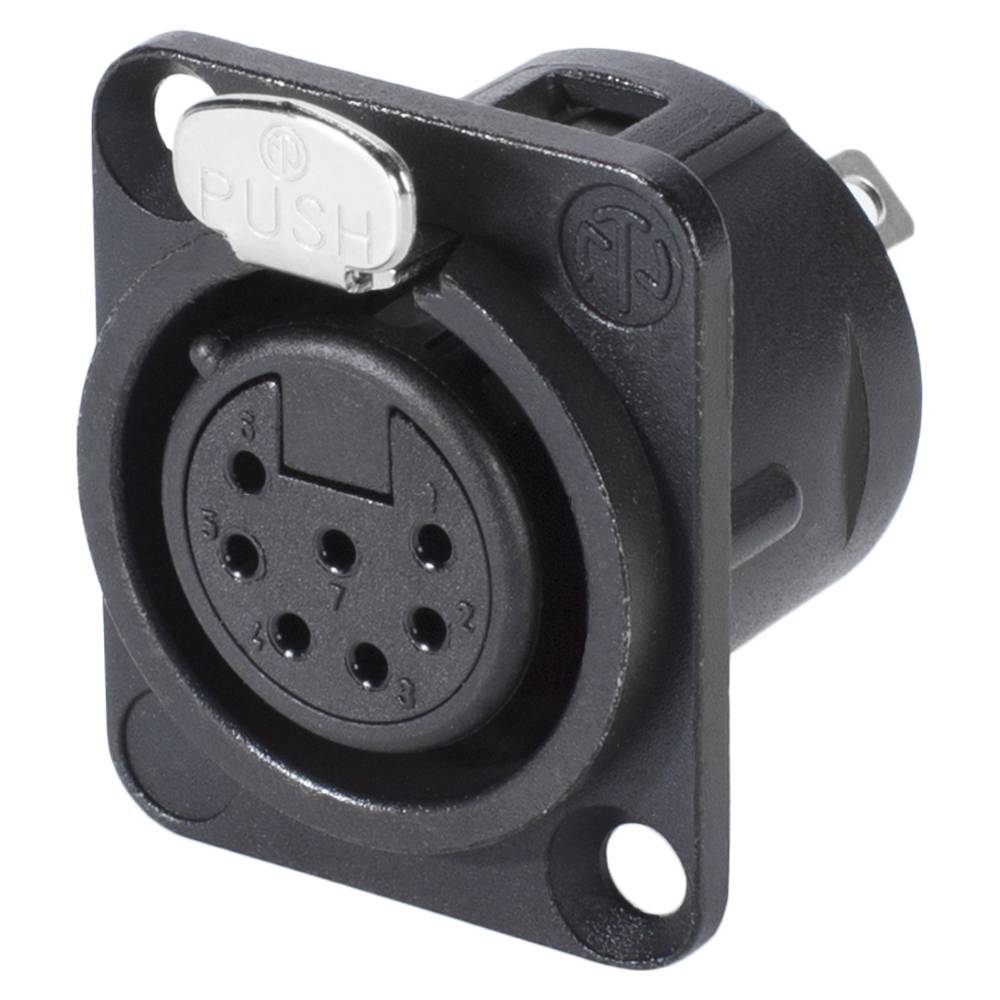 NEUTRIK® XLR, 7-pol , Metall-, Löttechnik-Einbaubuchse, vergoldete(r) Kontakt(e), Type D, schwarz