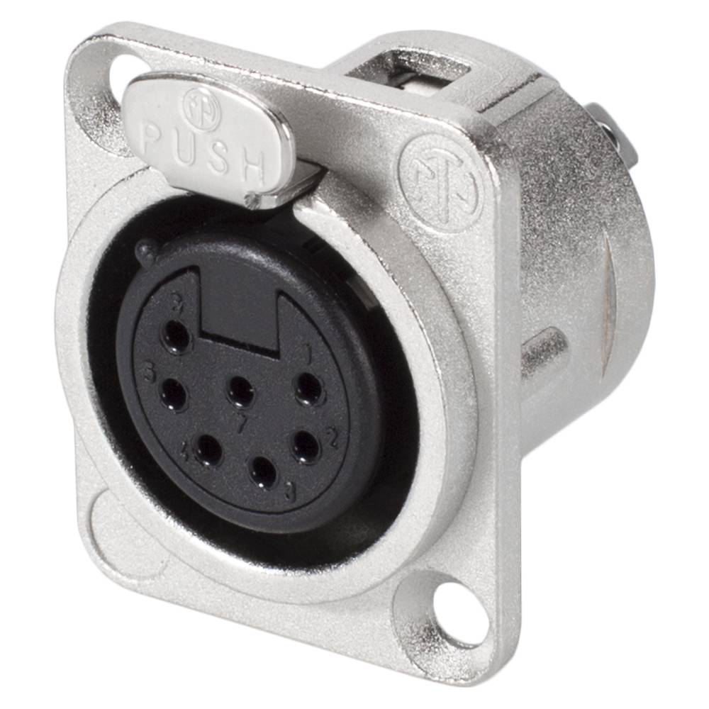 NEUTRIK® XLR, 7-pol , Metall-, Löttechnik-Einbaubuchse, versilberte(r) Kontakt(e), Type D, nickel