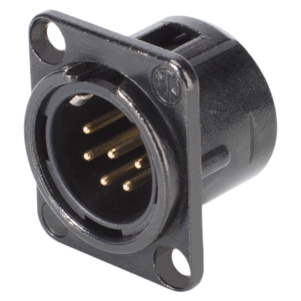 NEUTRIK® XLR, 6-pol , Metall-, Löttechnik-Einbaustecker, vergoldete(r) Kontakt(e), Type D, schwarz