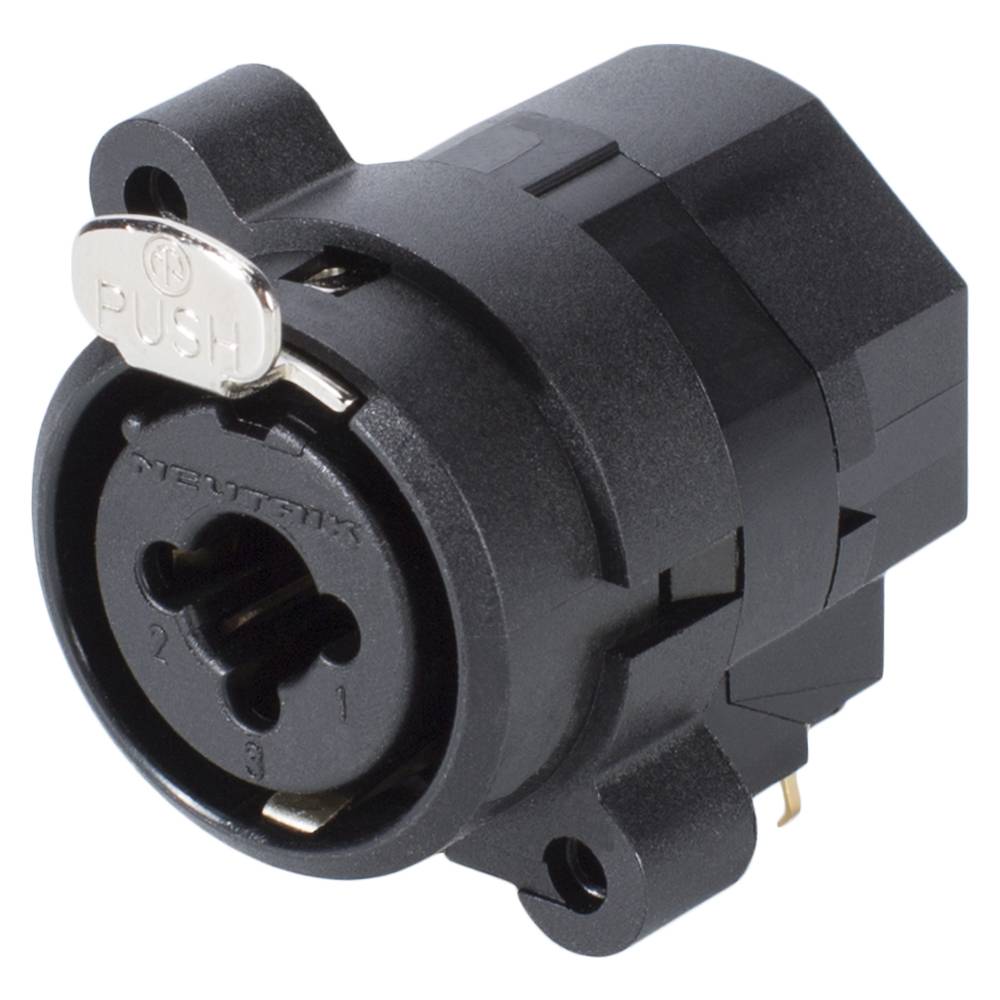 NEUTRIK® XLR / Klinke (6,3mm), 3-pol , Kunststoff-, Printtechnik horizontal-Einbaubuchse, vergoldete(r) Kontakt(e), Type C, schwarz