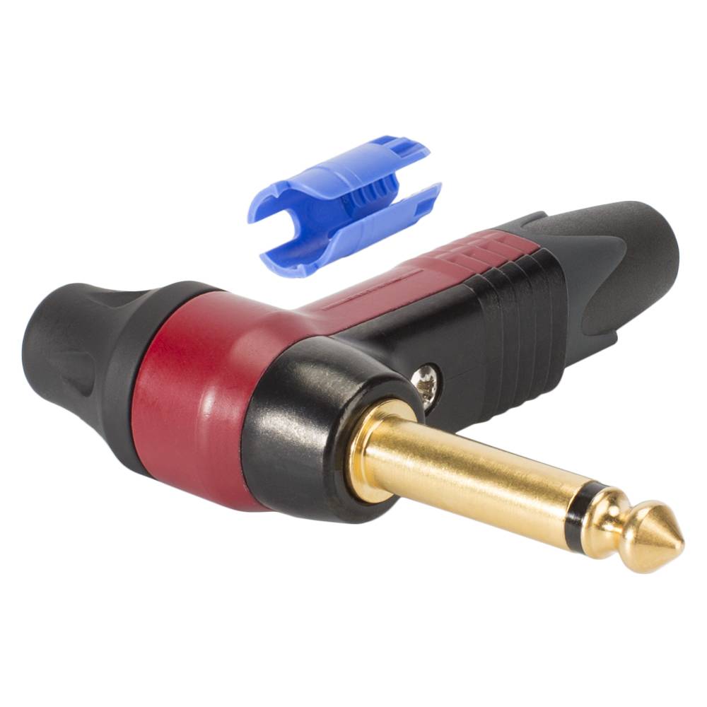 NEUTRIK® Klinke (6,3mm) 2-pol Metall-Löttechnik-Stecker, Pin vergoldet, abgewinkelt, rot