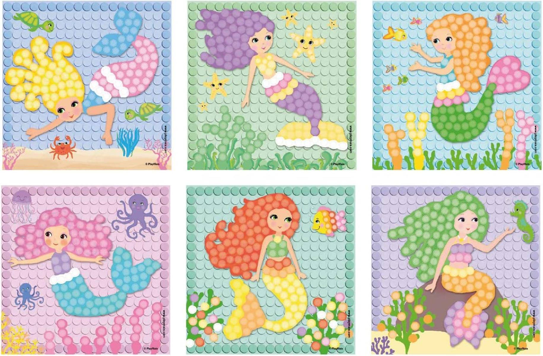 Playmais MOSAIC Dream Mermaid Kreativ-Set Basteln 2.300 Stück + 6 Klebebilder 5+