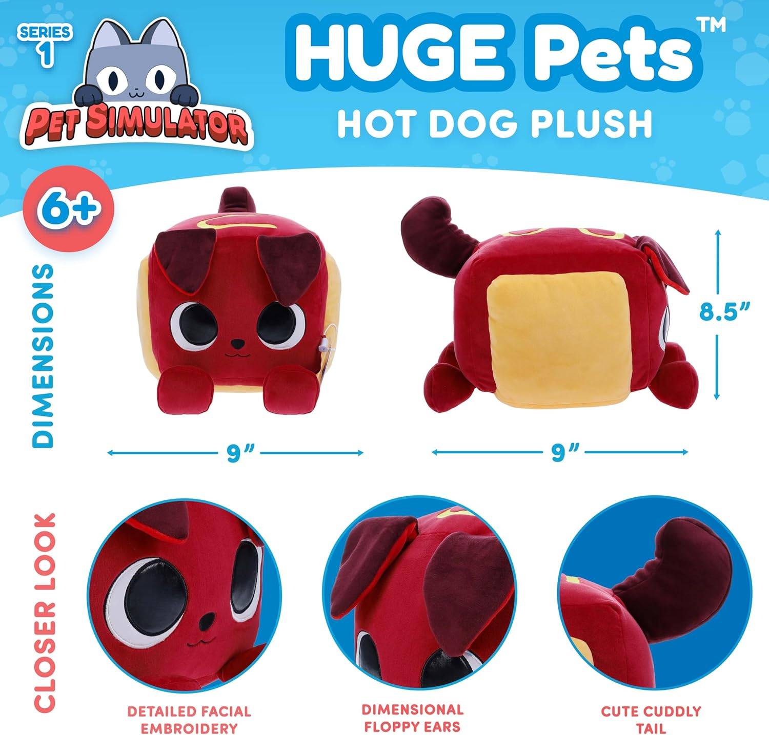 Pet Simulator Große Tiere Hotdog 25 cm Plüschtier Kuscheltier ab 3 Jahren