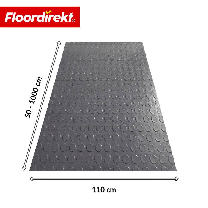 FLOORDIREKT PVC-Bodenbelag Mirror Coin - Rutschfest & Pflegeleicht - Flachnoppenstruktur - Dunkelgrau - 110 × 400 cm
