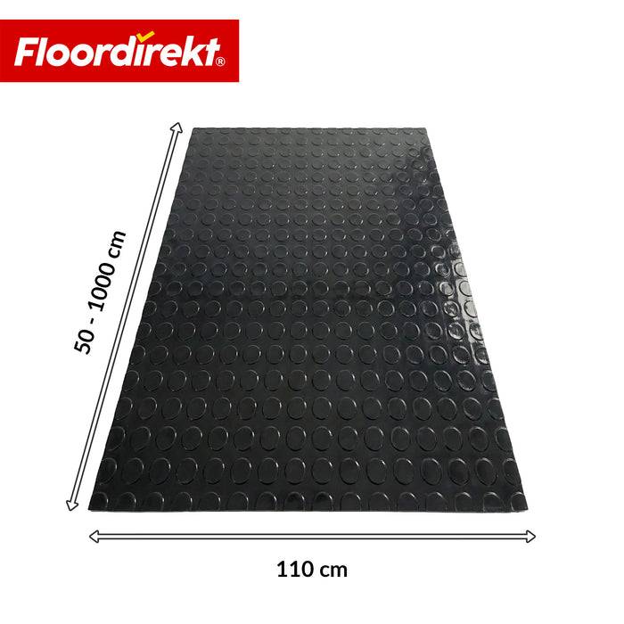 FLOORDIREKT PVC-Bodenbelag Mirror Coin - Rutschfest & Pflegeleicht - Flachnoppenstruktur - Schwarz - 110 × 100 cm