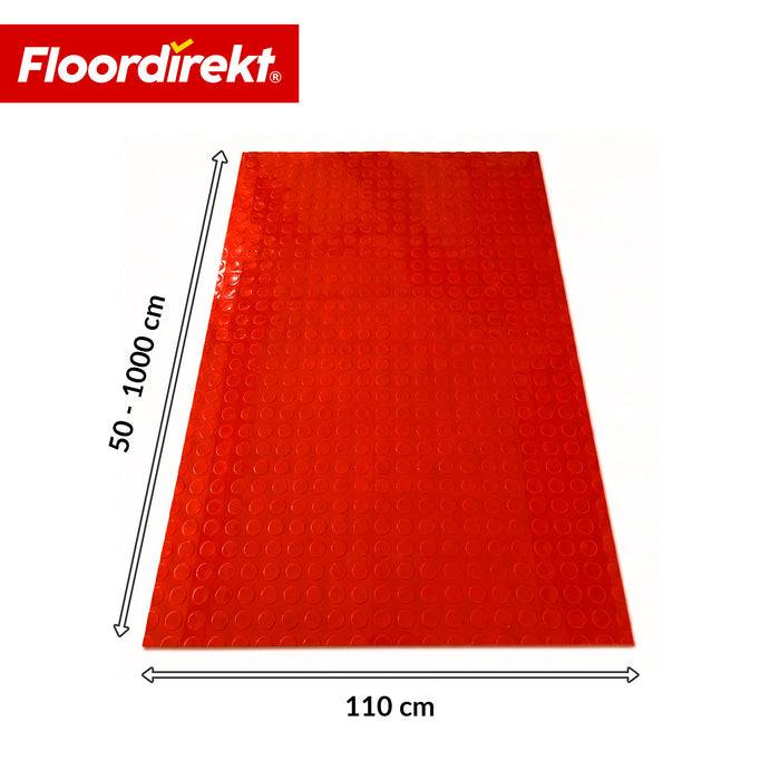 FLOORDIREKT PVC-Bodenbelag Mirror Coin - Rutschfest & Pflegeleicht - Flachnoppenstruktur - Rot - 110 × 50 cm