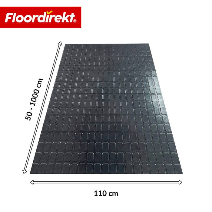 FLOORDIREKT PVC-Bodenbelag Check Quadra - Rutschfest & Pflegeleicht - Quadrat-Optik - Dunkelgrau - 110 × 400 cm