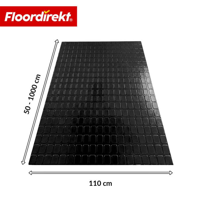 FLOORDIREKT PVC-Bodenbelag Check Quadra - Rutschfest & Pflegeleicht - Quadrat-Optik - Schwarz - 110 × 200 cm