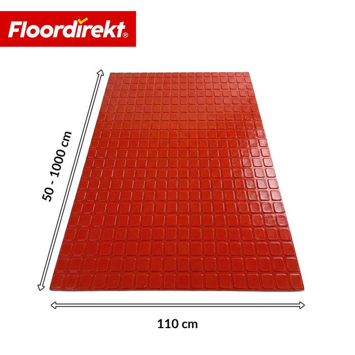 FLOORDIREKT PVC-Bodenbelag Check Quadra - Rutschfest & Pflegeleicht - Quadrat-Optik - Rot - 110 × 500 cm