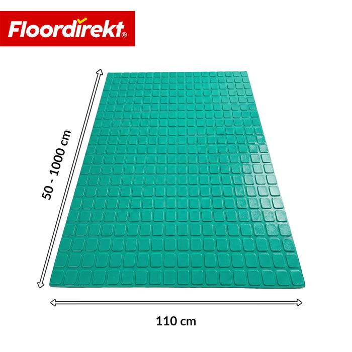 FLOORDIREKT PVC-Bodenbelag Check Quadra - Rutschfest & Pflegeleicht - Quadrat-Optik - Grün - 110 × 300 cm