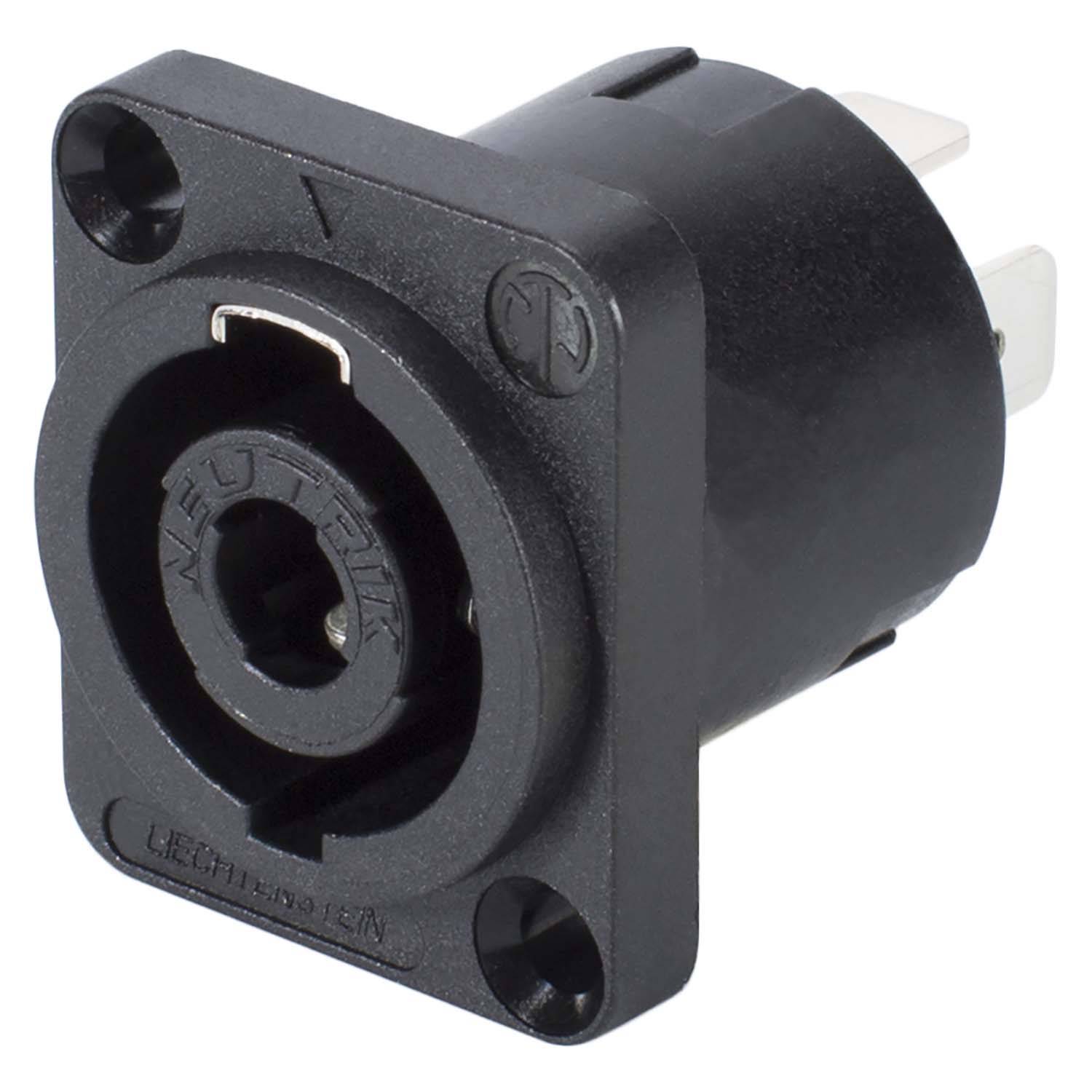 NEUTRIK® speakON®, 4-pol , Kunststoff-, 3/16" Flachsteckzungen-Einbaustecker, versilberte(r) Kontakt(e), Type D, schwarz