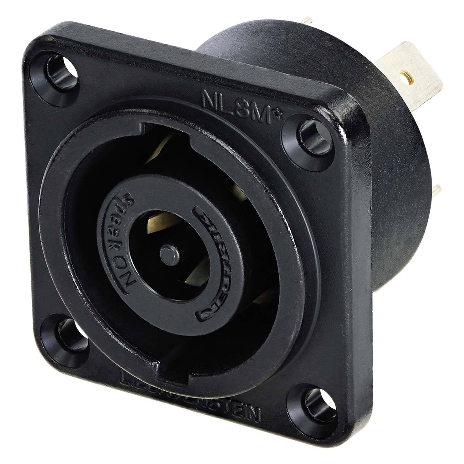 NEUTRIK® speakON®, IP52 , 8-pol , Metall-, Löttechnik-Einbaustecker, versilberte(r) Kontakt(e), Type G, schwarz