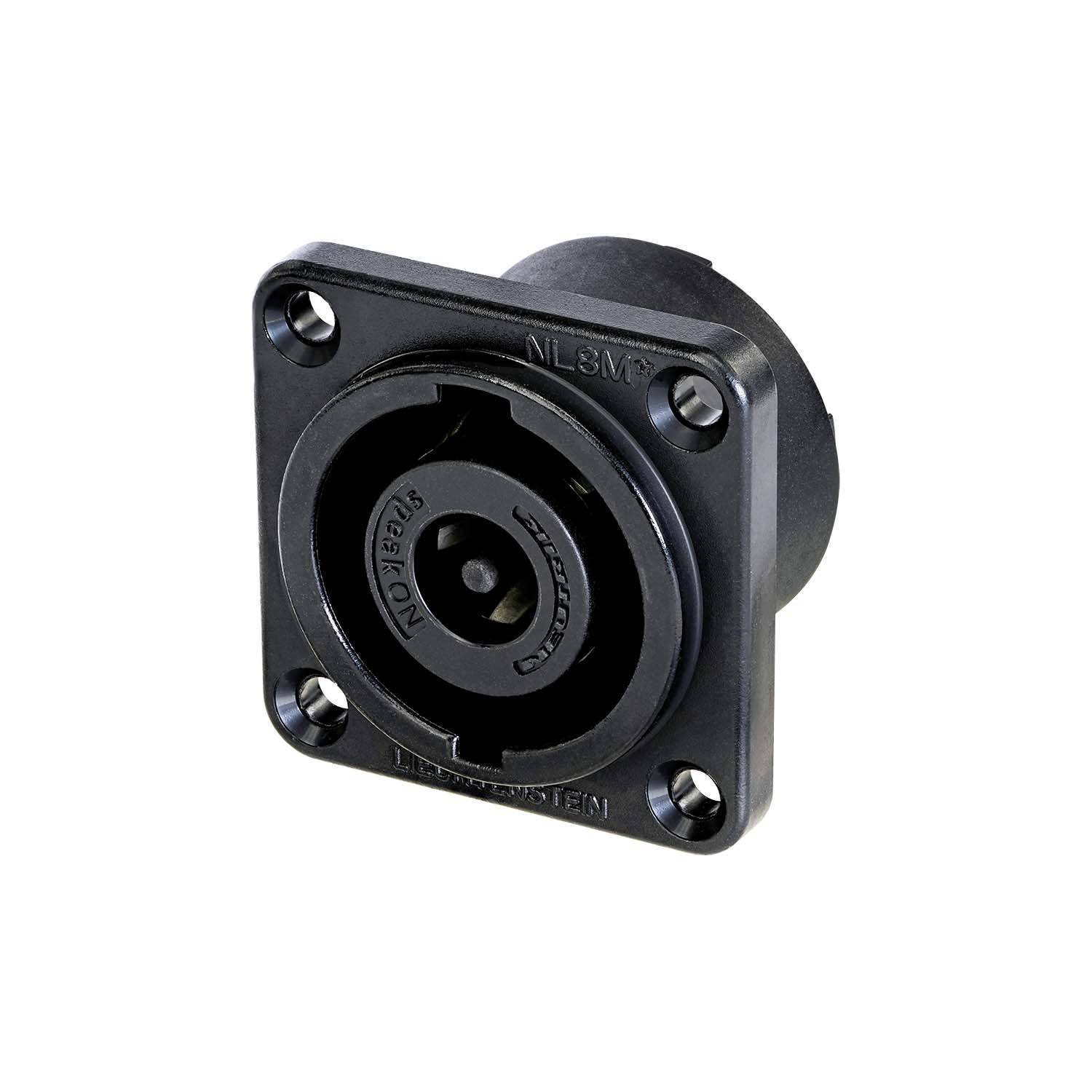NEUTRIK® speakON®, 8-pol , Metall-, 3/16" Flachsteckzungen-Einbaustecker, versilberte(r) Kontakt(e), Type G, schwarz