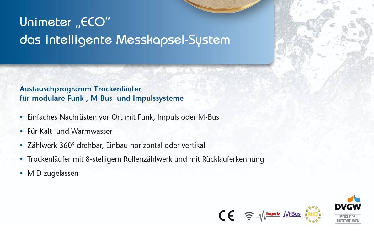 Wasserzähler Messkapsel Pollumuk G2x1/4" MID Q3 2,5 Qn 1,5 inklusive Eichung