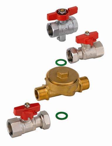 Einbausatz für Wärmezähler – Koax 3/4" 130 mm Wassergeräte