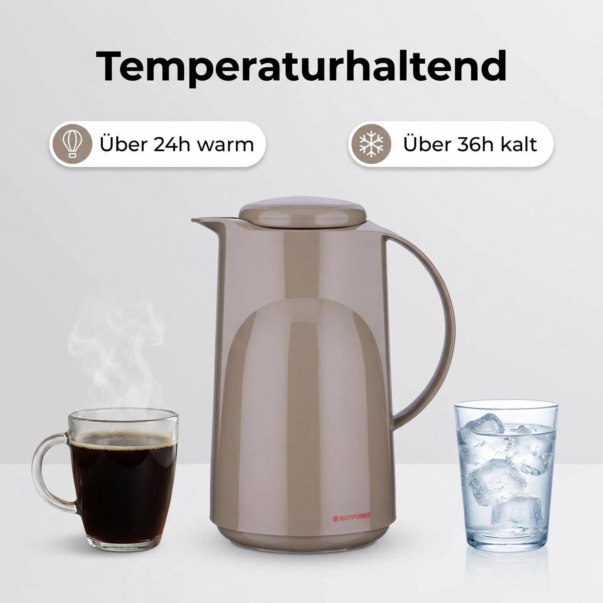 ROTPUNKT Isolierkanne 1L - 300 Marla - BPA-frei - Für Tee und Kaffee - Braun