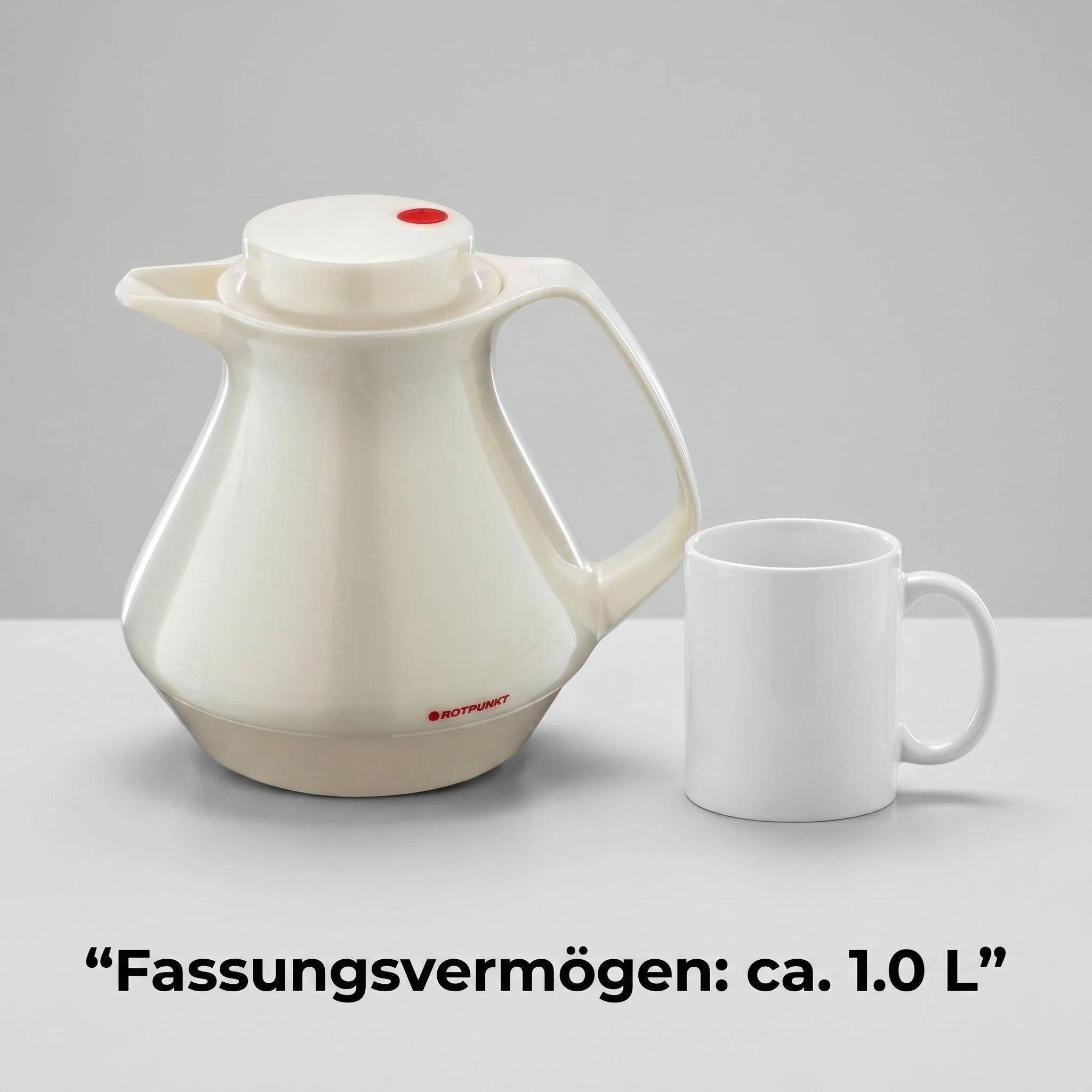 ROTPUNKT 350 Isolierkanne 1L Kanne für Kaffee und Tee - BPA-frei - Weiß