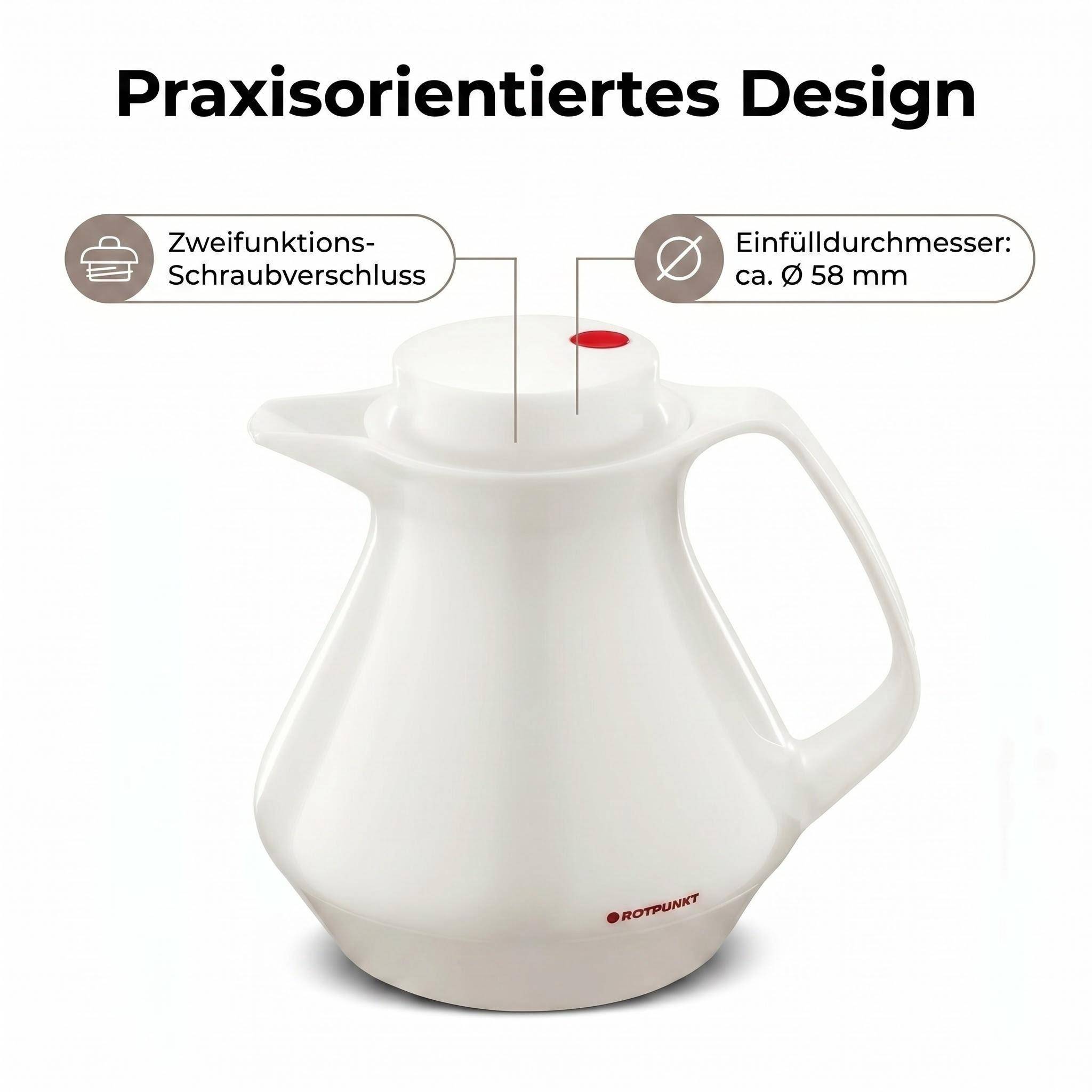 ROTPUNKT 350 Isolierkanne 1L Kanne für Kaffee und Tee - BPA-frei - Elfenbein