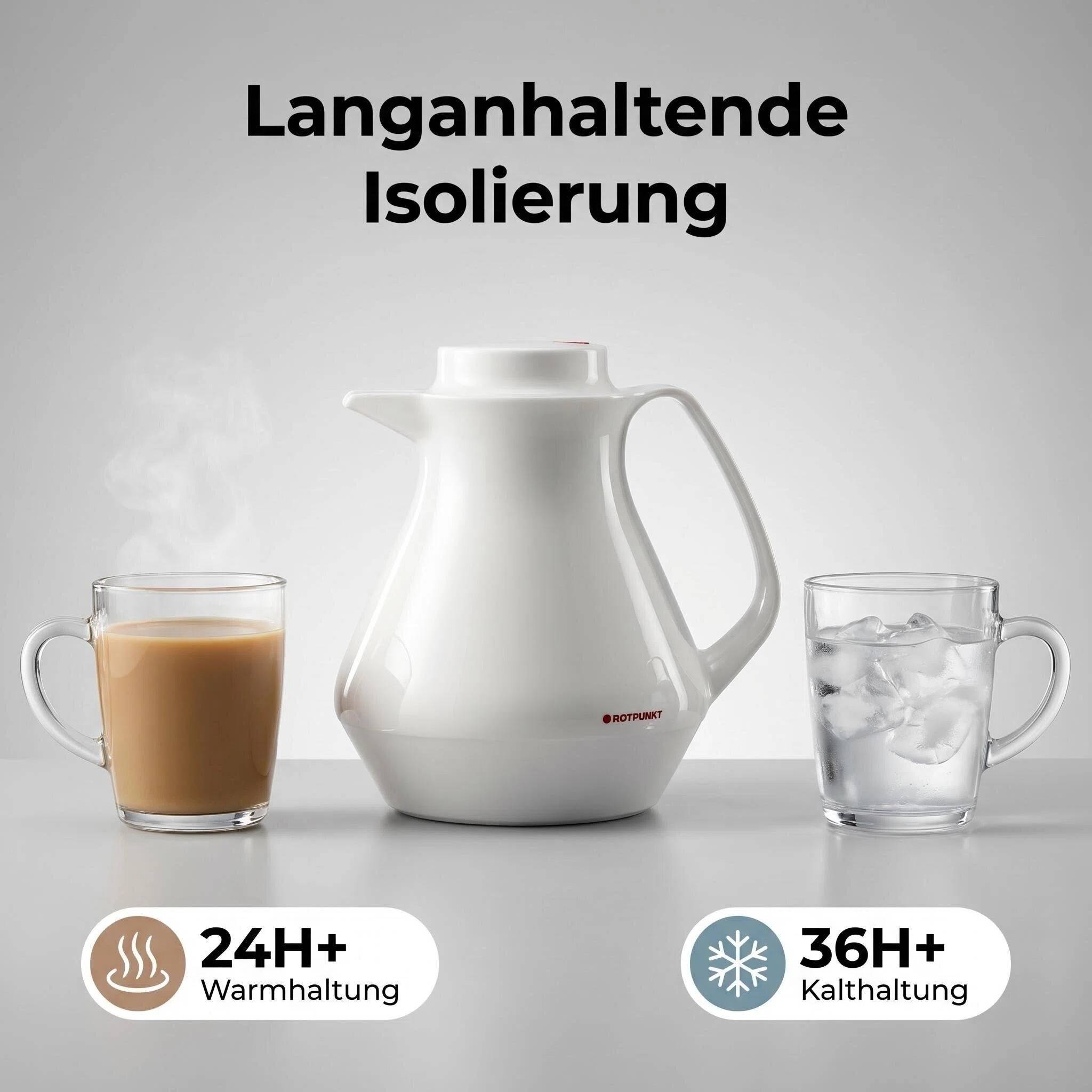 ROTPUNKT 350 Isolierkanne 1L Kanne für Kaffee und Tee - BPA-frei - Elfenbein
