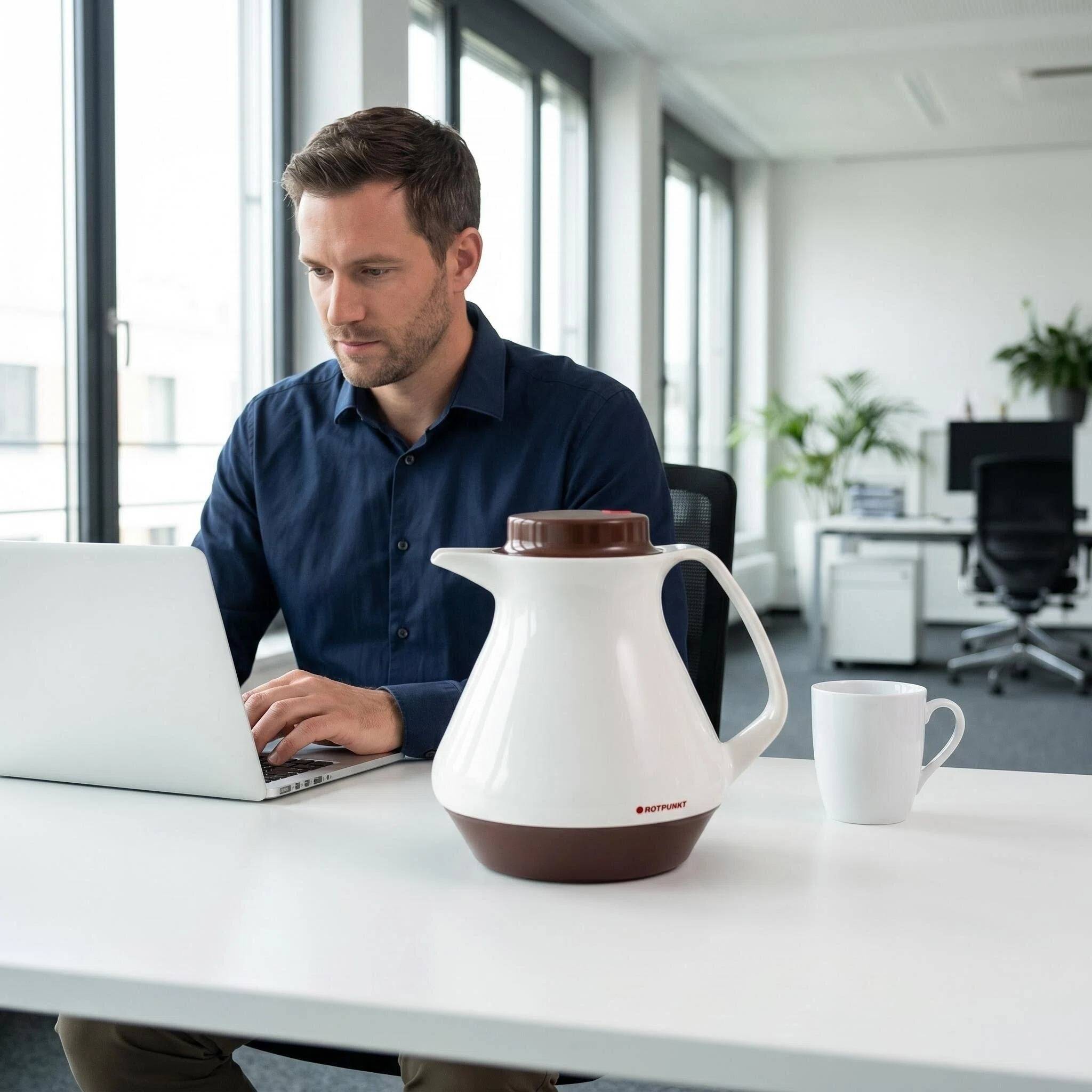 ROTPUNKT 350 Isolierkanne 1L Kanne für Kaffee und Tee - BPA-frei - Rot & Weiß