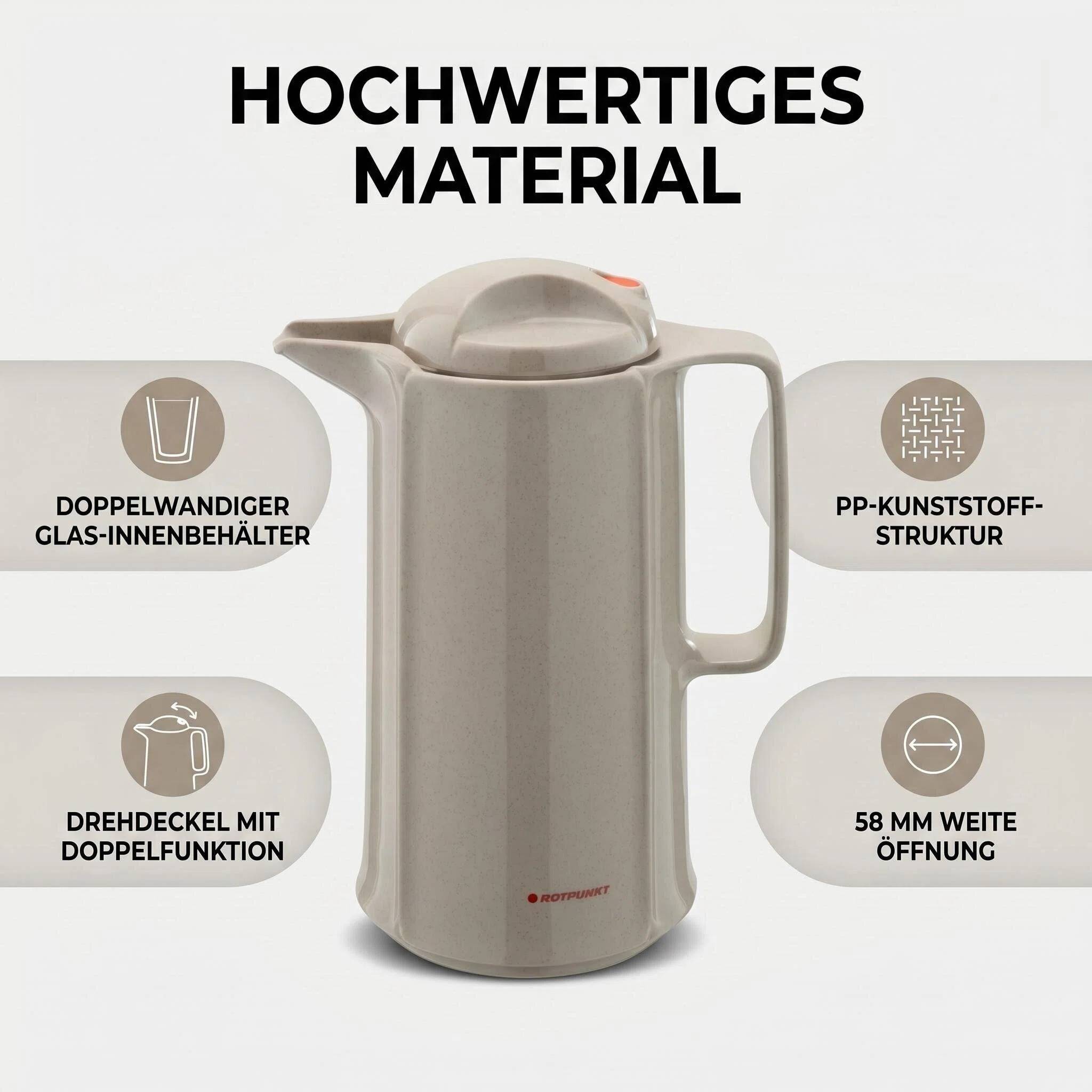 ROTPUNKT Isolierkanne 0.6L - Marlis 460 - Glaseinsatz - BPA-frei - Beige