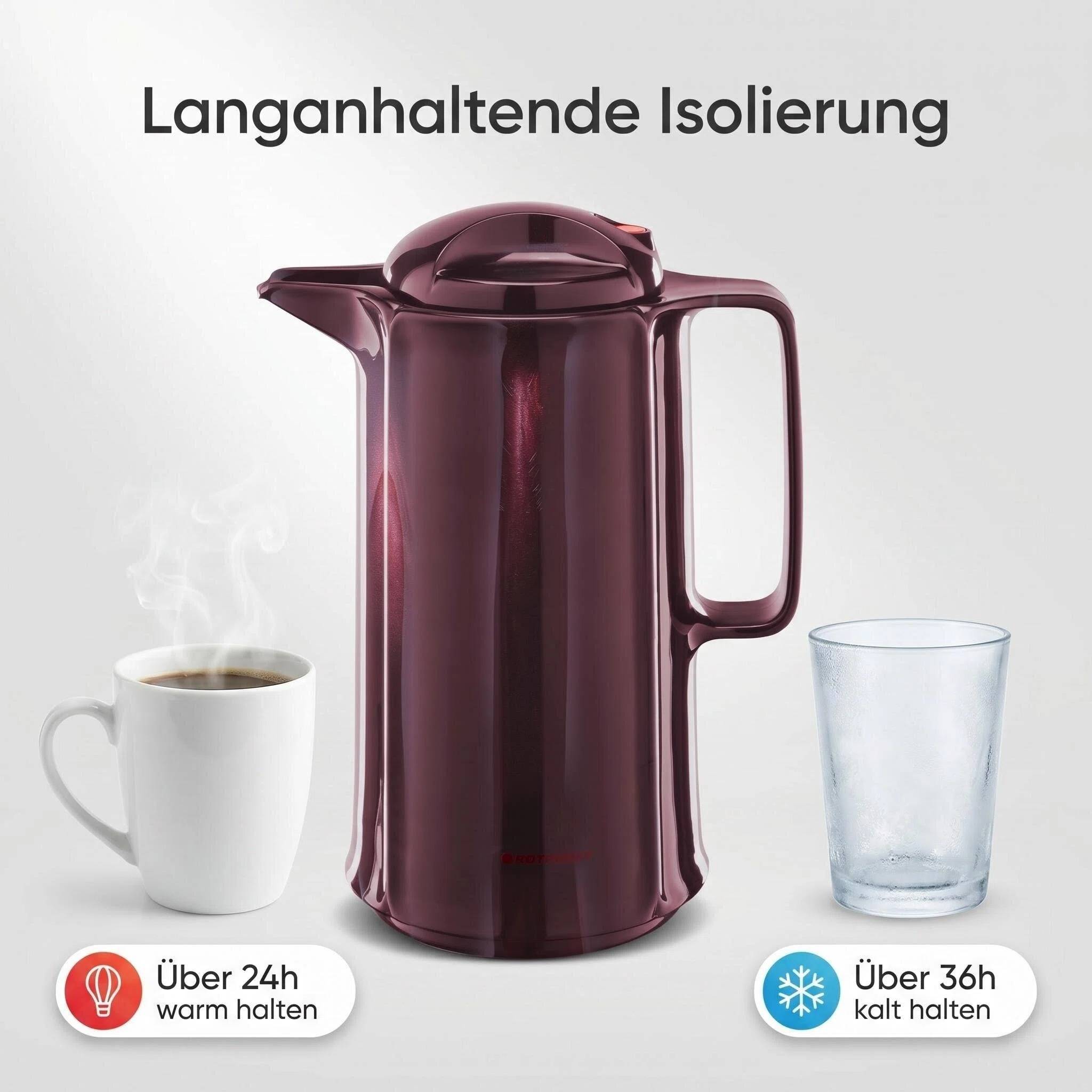 ROTPUNKT Isolierkanne 1L - Marlis 420 - BPA-frei - Für Kaffee, Tee, Aufgüsse - Schwarz & Rot