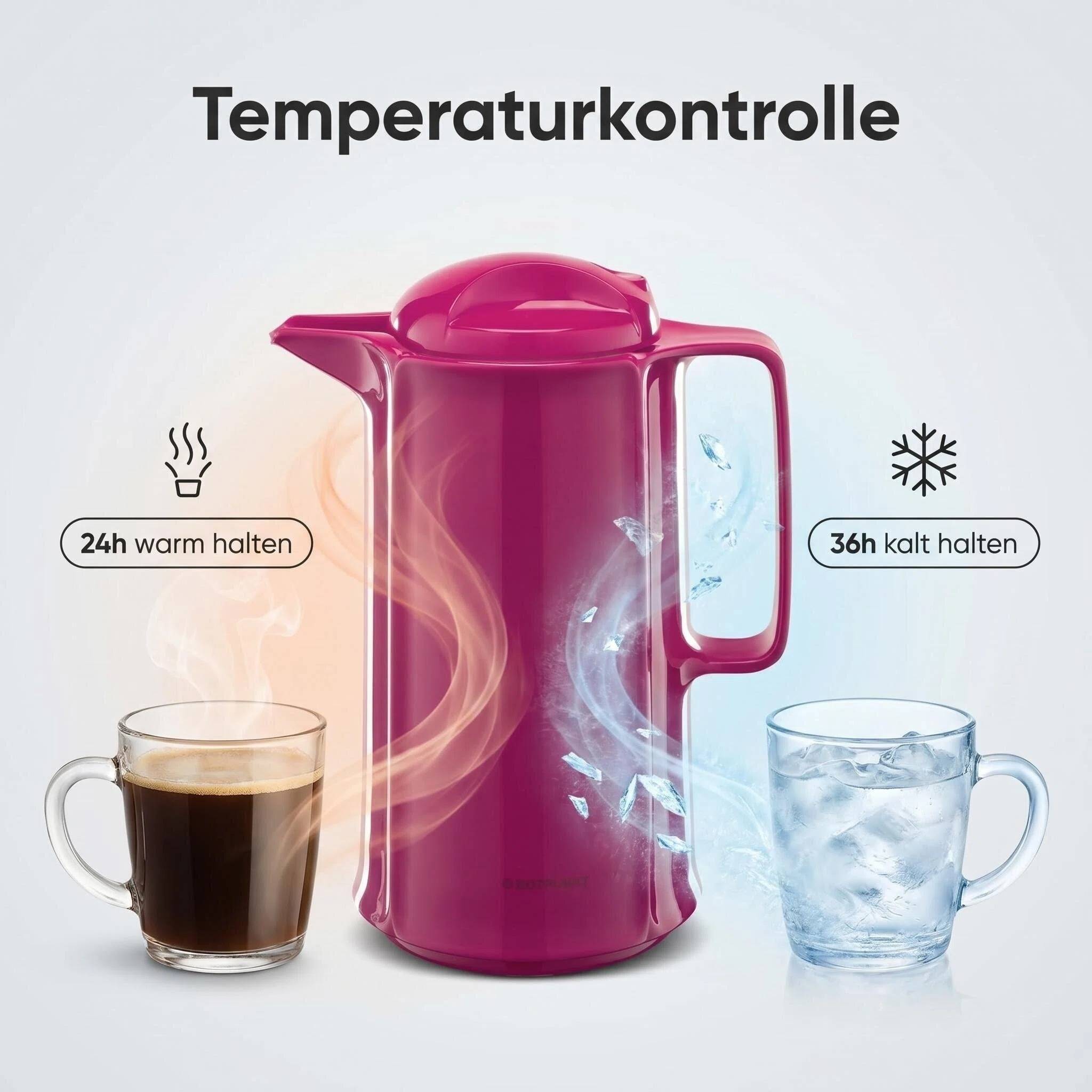 ROTPUNKT Isolierkanne 1L - Marlis 420 - BPA-frei - Für Kaffee, Tee, Aufgüsse - Rot