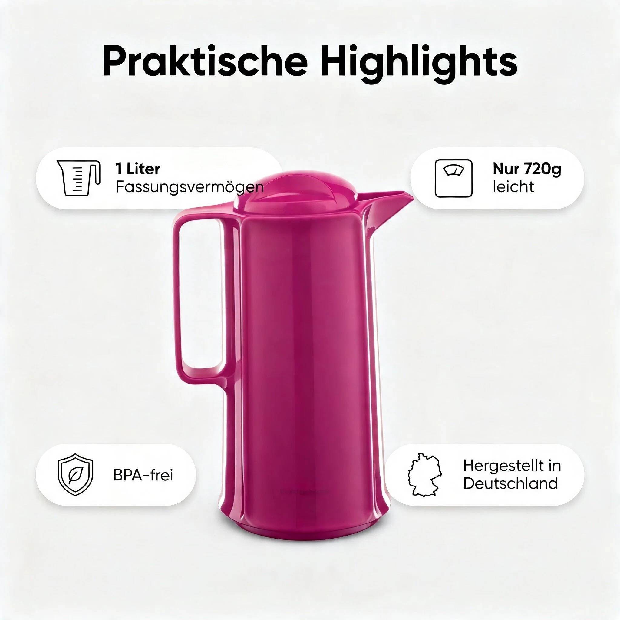 ROTPUNKT Isolierkanne 1L - Marlis 420 - BPA-frei - Für Kaffee, Tee, Aufgüsse - Rot