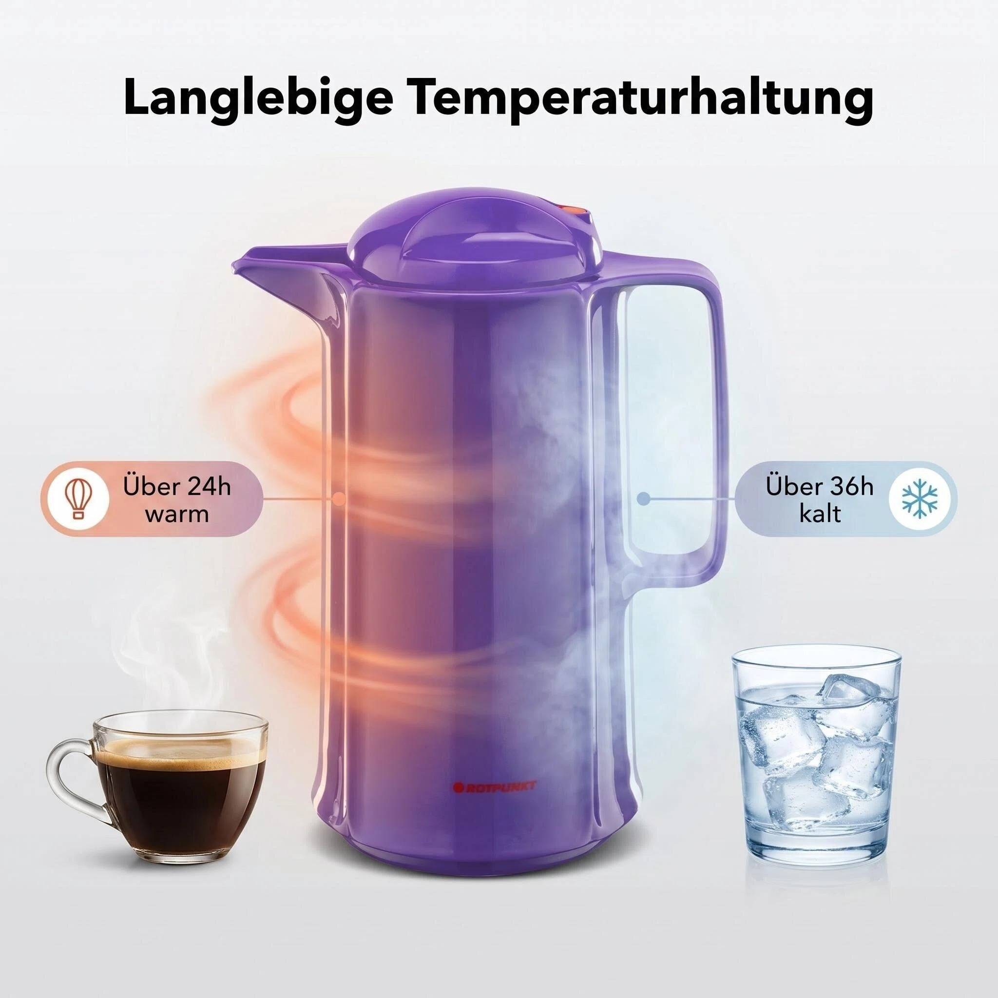 ROTPUNKT Isolierkanne 1L - Marlis 420 - BPA-frei - Für Kaffee, Tee, Aufgüsse - Violett