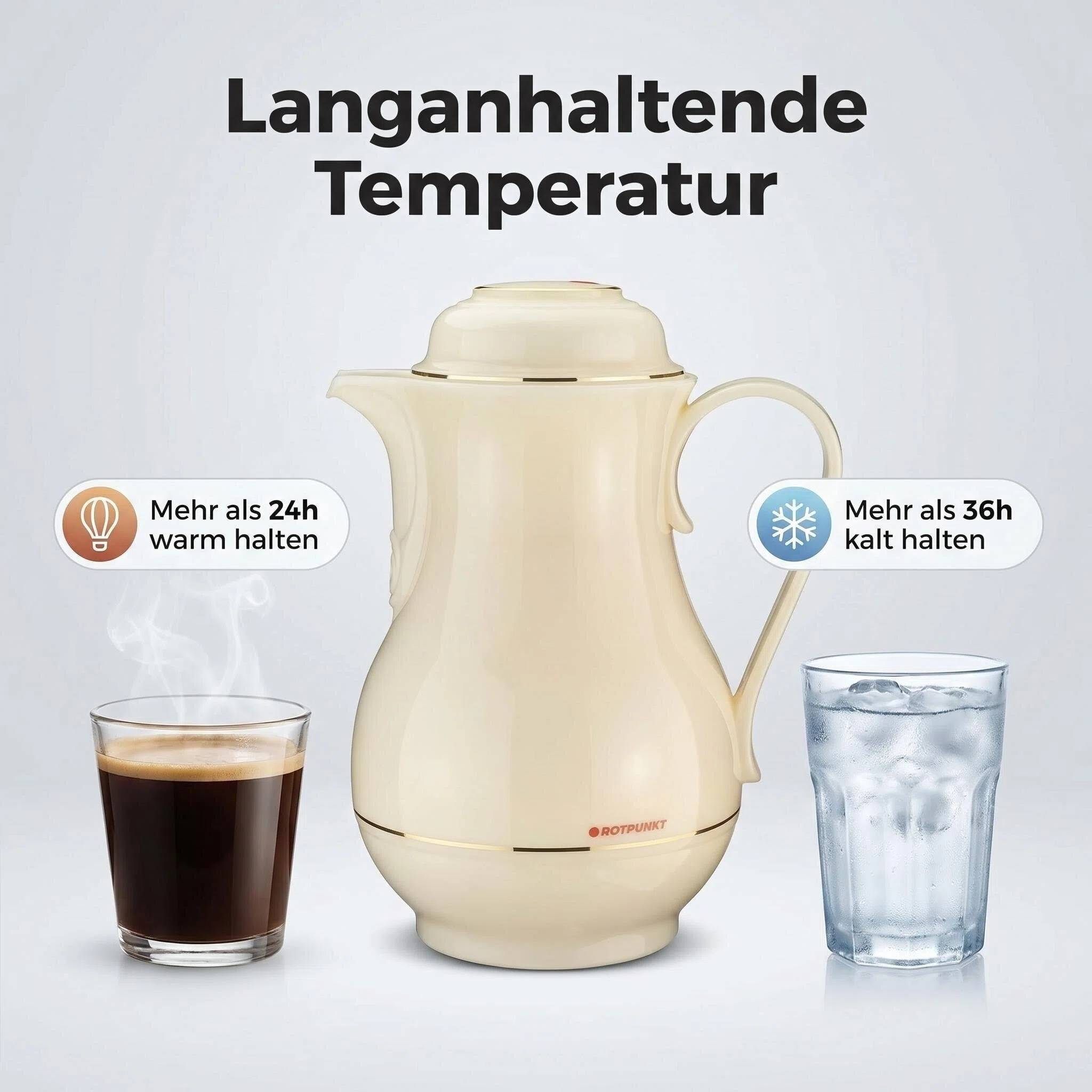 ROTPUNKT Isolierkanne 0.5L - 530 Christa - BPA-frei - Für Kaffee, Tee, Aufgüsse - Weiß