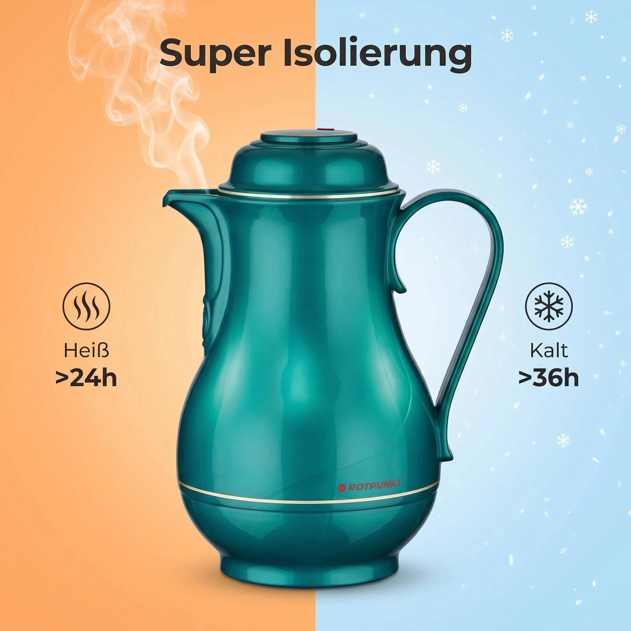 ROTPUNKT Isolierkanne 1.2L - 830 Christa - BPA-frei - Für Kaffee, Tee, Aufgüsse - Grün