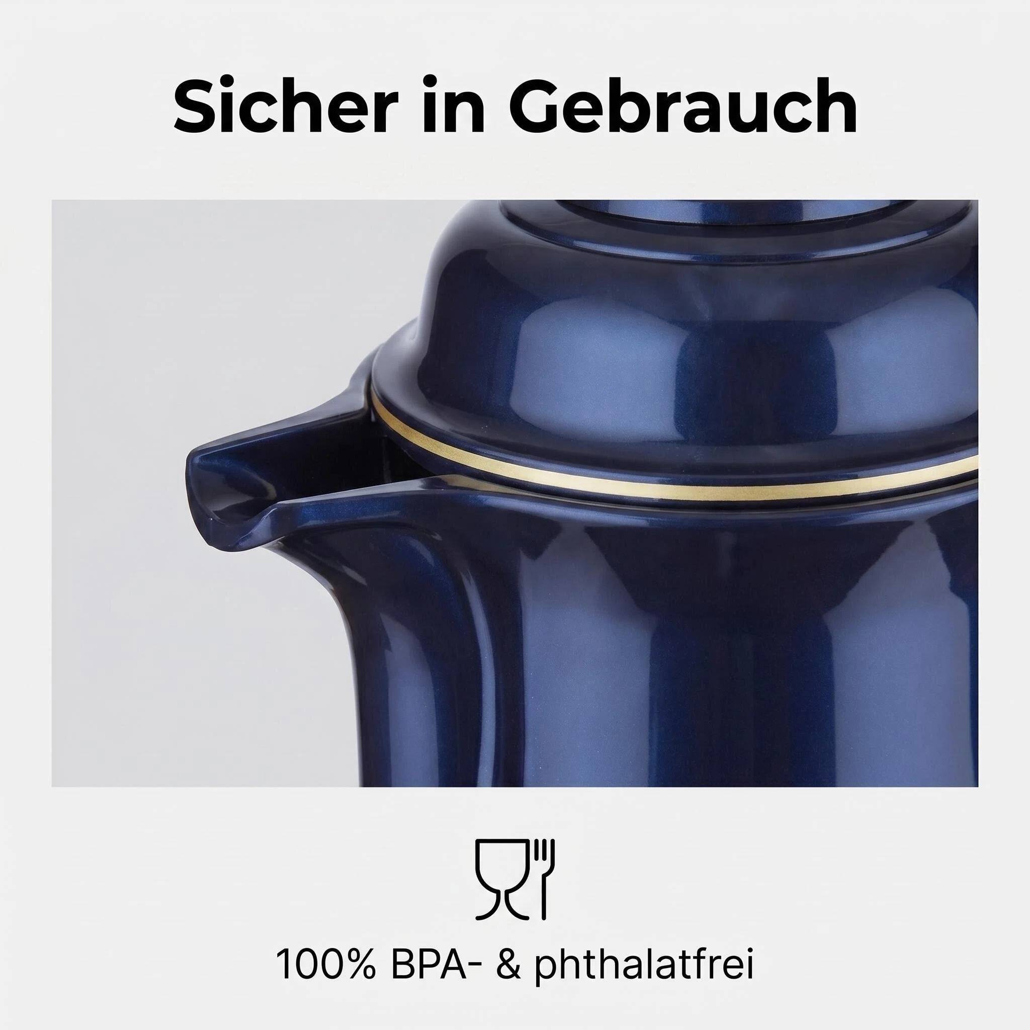 ROTPUNKT Isolierkanne 1.2L - 830 Christa - BPA-frei - Für Kaffee, Tee, Aufgüsse - Blau