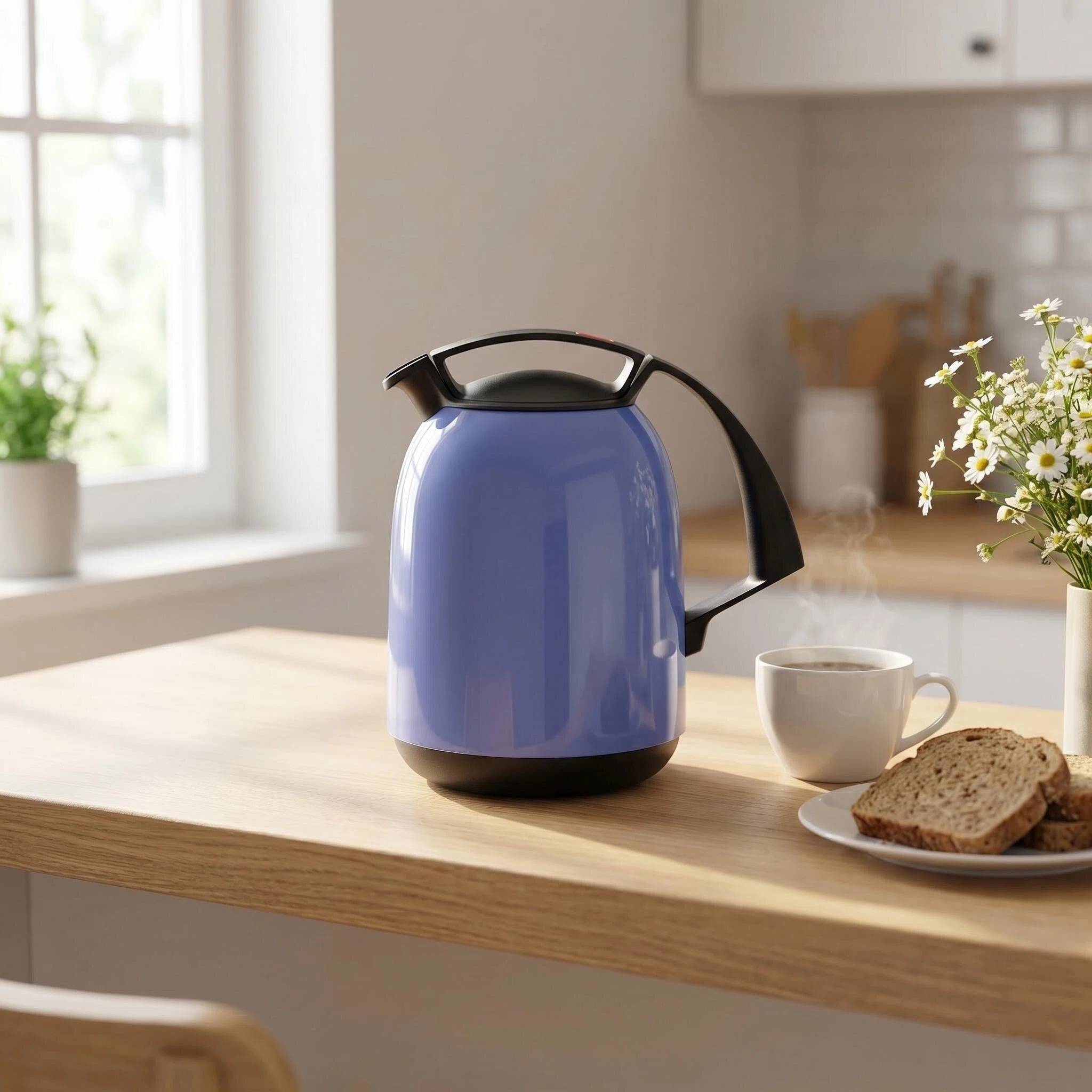 ROTPUNKT Isolierkanne 1L - 810 FAY - Glaskaraffe BPA-frei - Für Tee und Kaffee - Blau