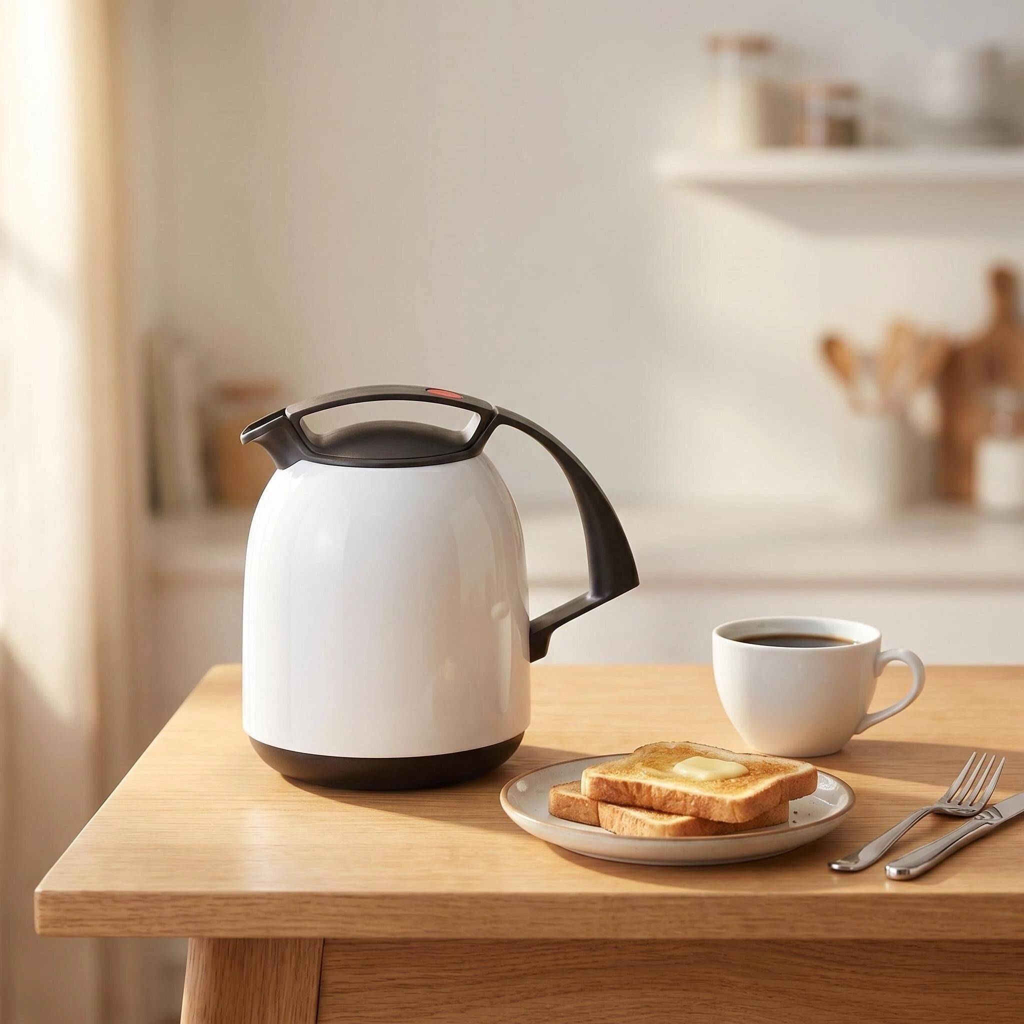 ROTPUNKT Isolierkanne 1L - 810 FAY - Glaskaraffe BPA-frei - Für Tee und Kaffee - Weiß