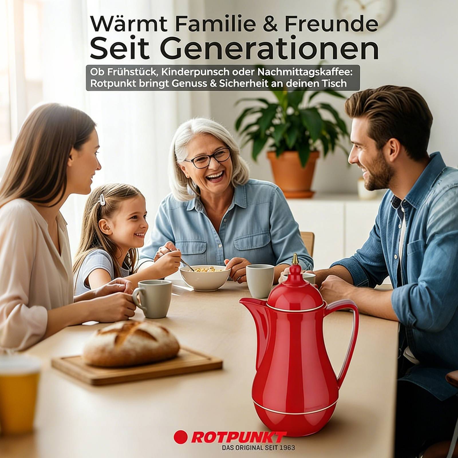 ROTPUNKT 911 Isolierkanne 1L Kanne BPA-frei - 24h warmhaltend - Rot