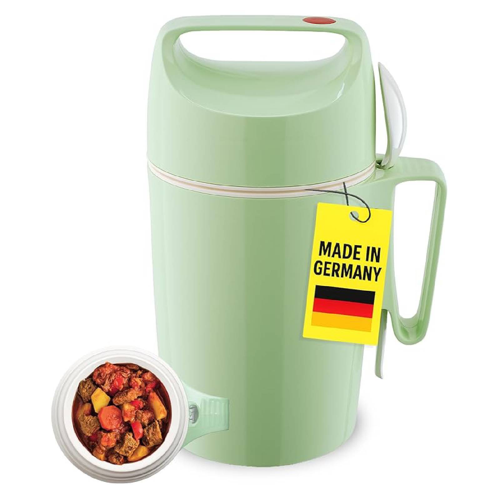 ROTPUNKT Isolierbecher - Dirk 850 - Große Öffnung - Lunchbox mit Löffel - 12h warmhaltend - Grün