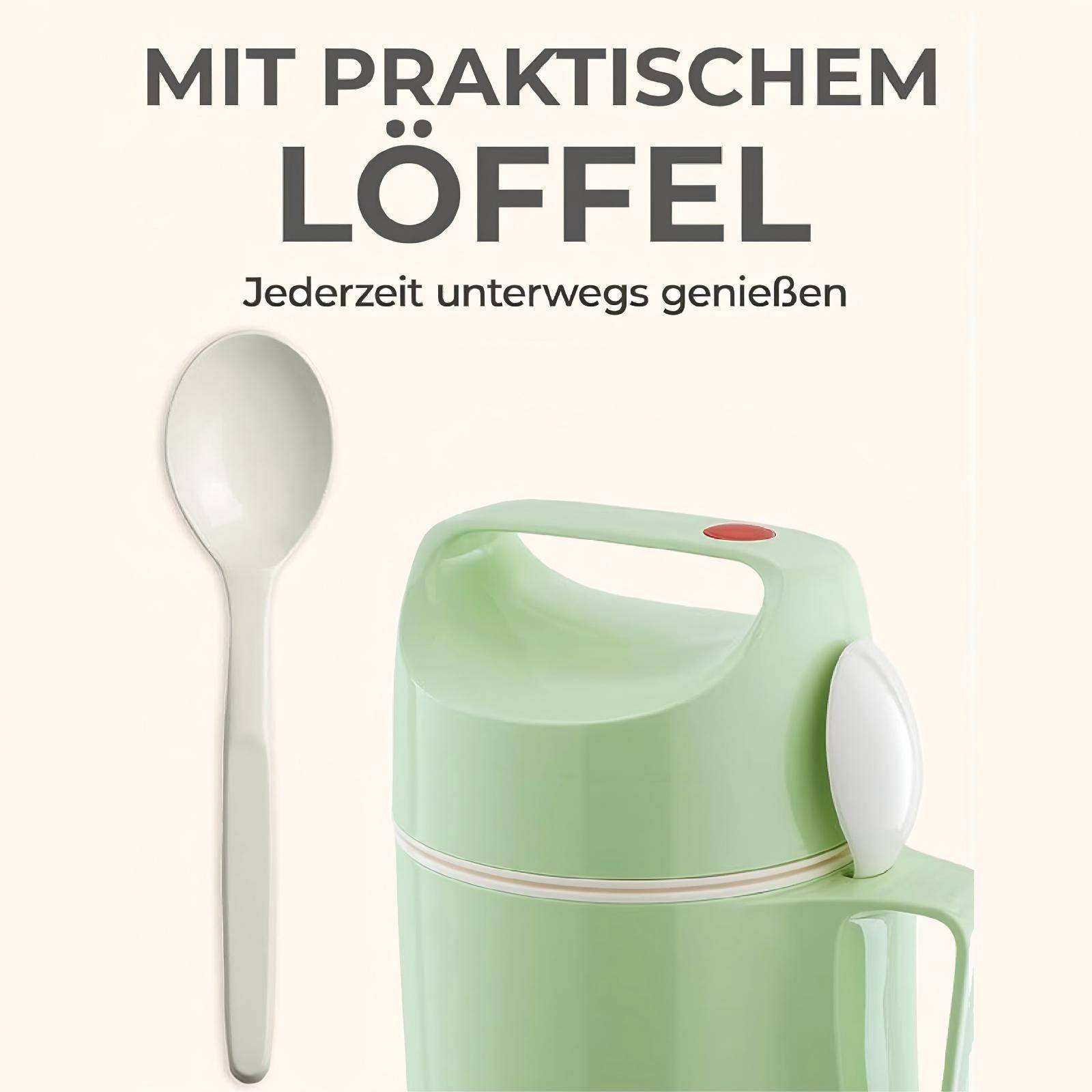 ROTPUNKT Isolierbecher - Dirk 850 - Große Öffnung - Lunchbox mit Löffel - 12h warmhaltend - Grün