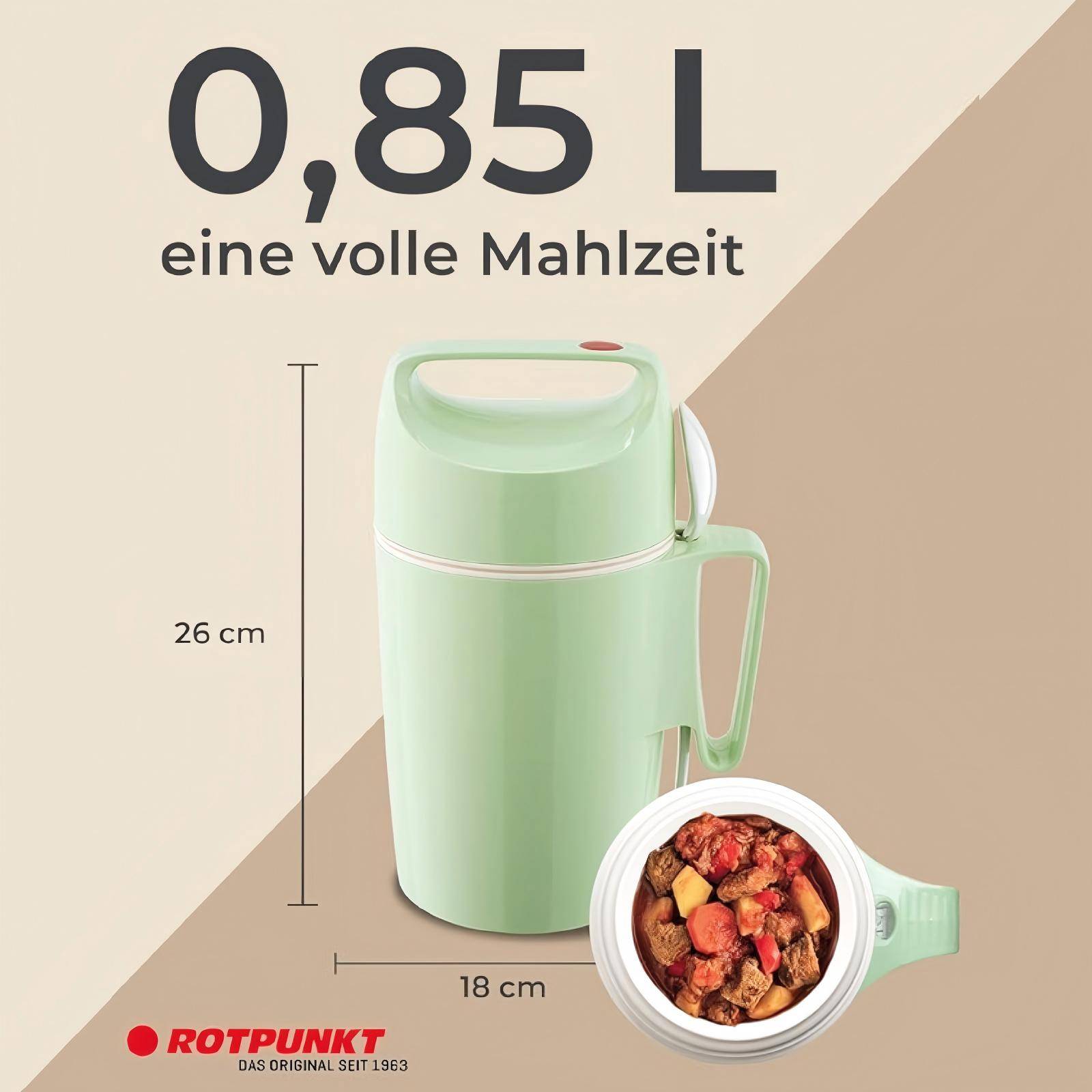 ROTPUNKT Isolierbecher - Dirk 850 - Große Öffnung - Lunchbox mit Löffel - 12h warmhaltend - Grün