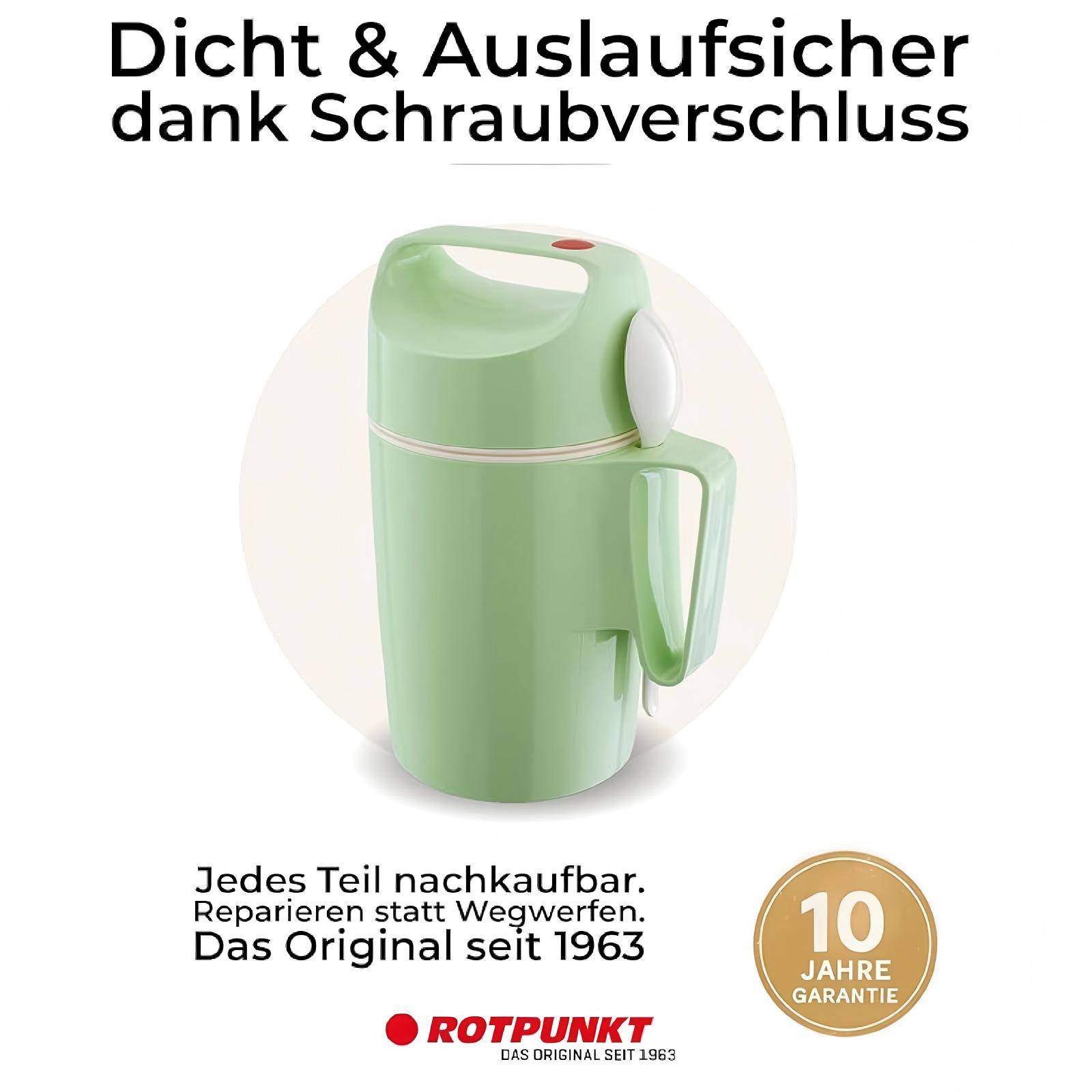 ROTPUNKT Isolierbecher - Dirk 850 - Große Öffnung - Lunchbox mit Löffel - 12h warmhaltend - Grün