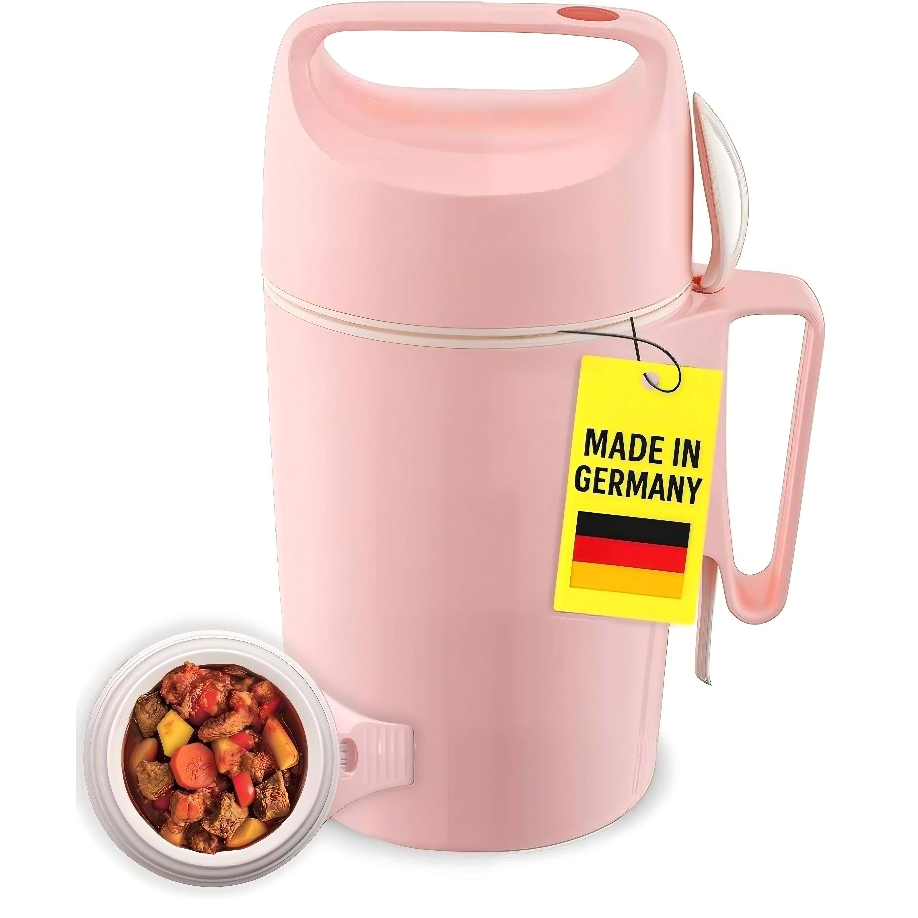 ROTPUNKT Isolierbecher - Dirk 850 - Große Öffnung - Lunchbox mit Löffel - 12h warmhaltend - Rosa